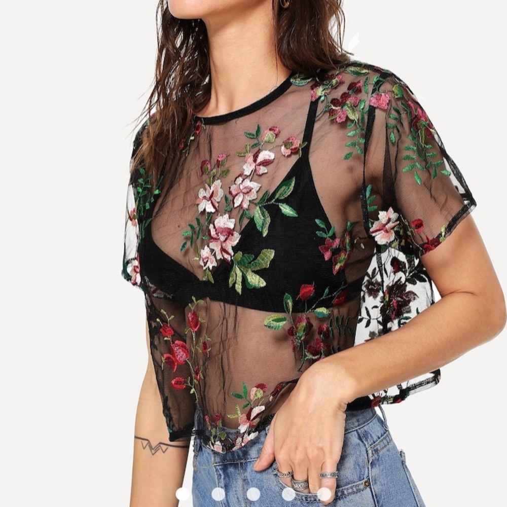 Urban Outfitters Sheer Floral Top